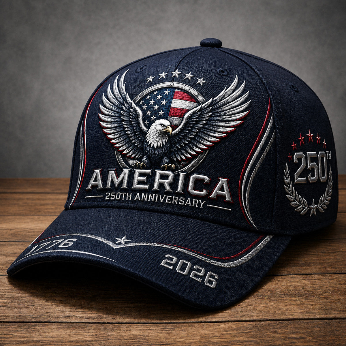America Eagle Printed Cap, USA 250th Anniversary Hat, Patriotic 1776 2026, Father’s Day Gift for Dad, Veteran Men Gift