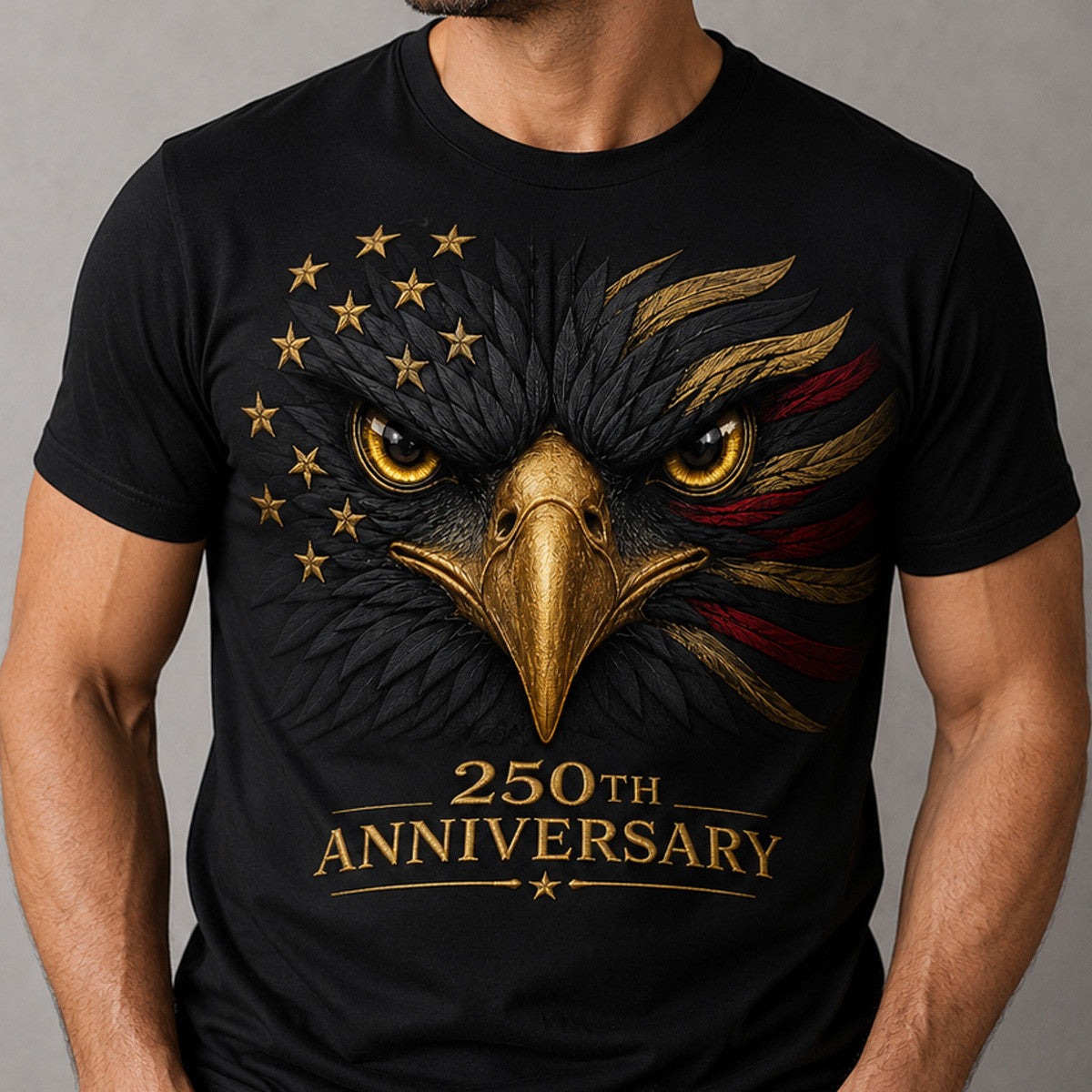 American Eagle Printed T-Shirt, USA 250th Anniversary Shirt, Patriotic 1776 2026, Father’s Day Gift for Dad, Veteran Men Gift