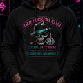 Old Fuckers Club Printed Hoodie, Bitter Lifetime Member Hooded Shirt, Skull Cigar Biker Hoodie, Funny Gift for Dad Grandpa