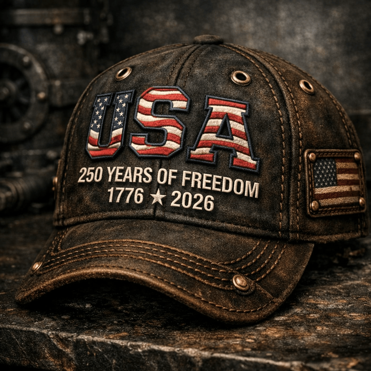 USA 250 Years Freedom Printed Cap, American Flag Patriotic Hat, Father’s Day Gift for Dad Grandpa, 1776 2026 Anniversary