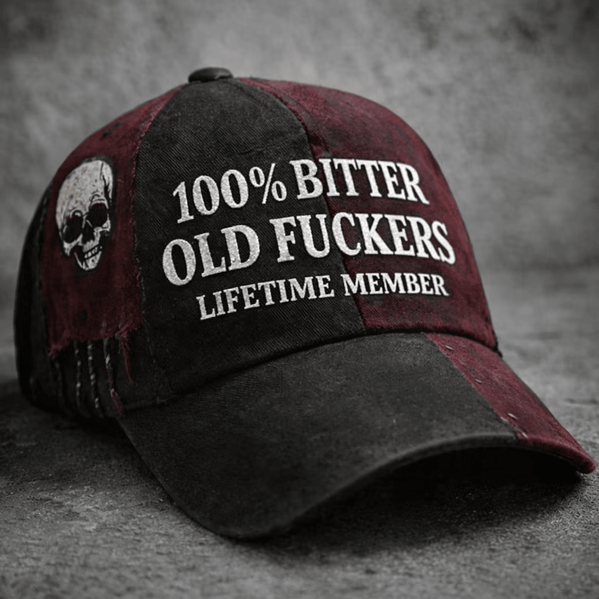 Bitter Old Fucker Lifetime Member Printed Baseball Cap Funny Dad Hat Skull Graphic Father’s Day Gift for Dad Grandpa Gift for Him