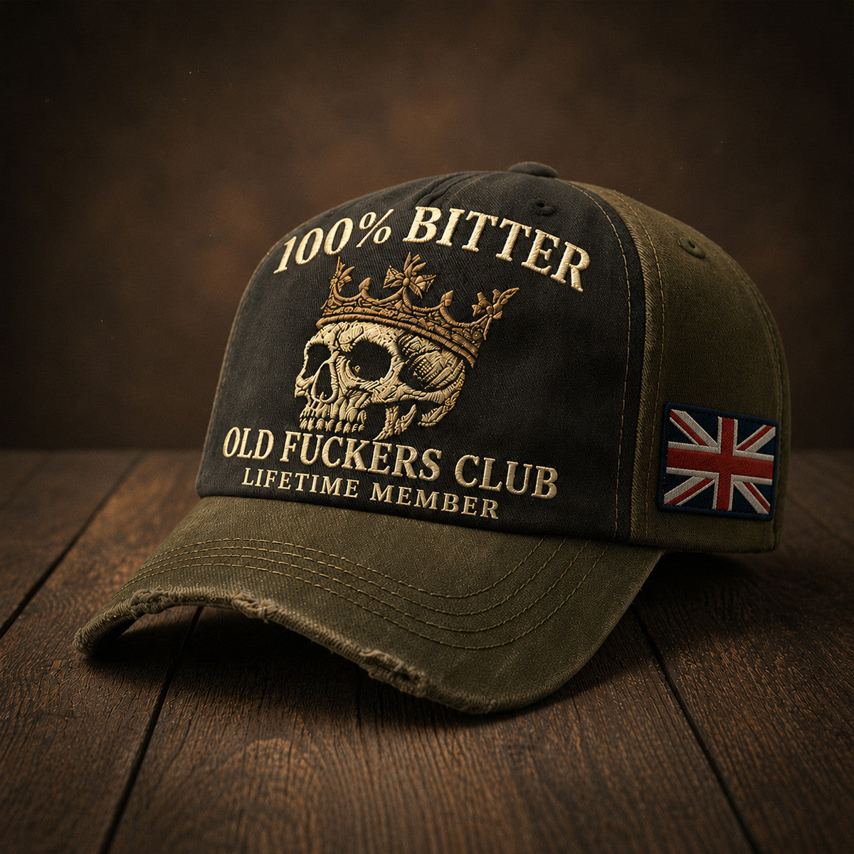 Old Fuckers Club Lifetime Member Printed Baseball Cap Skull Graphic Funny Dad Hat British Flag Father’s Day Gift for Dad Grandpa Men