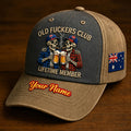 Old Fuckers Club Lifetime Member Custom Name Printed Baseball Cap Australia Flag Skeleton Funny Dad Hat Father’s Day Gift for Dad
