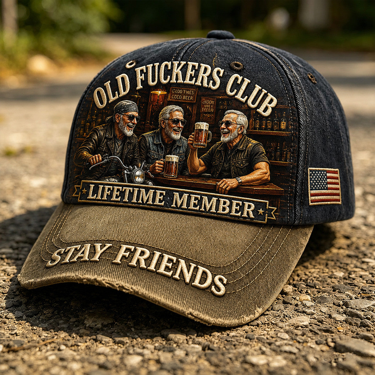 Old Fuckers Club Stay Friends Printed Baseball Cap Funny Dad Hat American Flag Father’s Day Gift for Dad Grandpa Men
