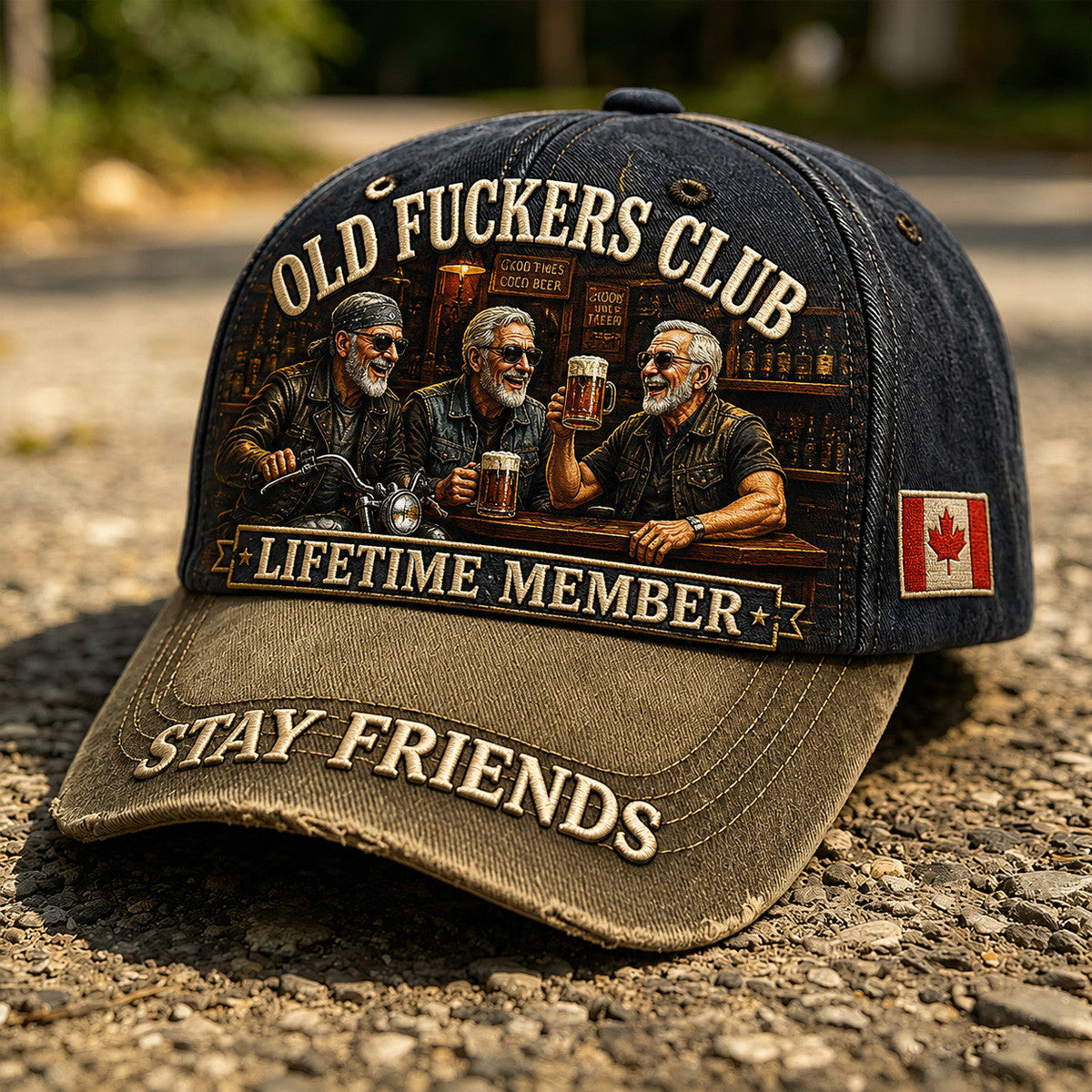 Old Fuckers Club Stay Friends Printed Baseball Cap Funny Dad Hat Canada Flag Father’s Day Gift for Dad Grandpa Men