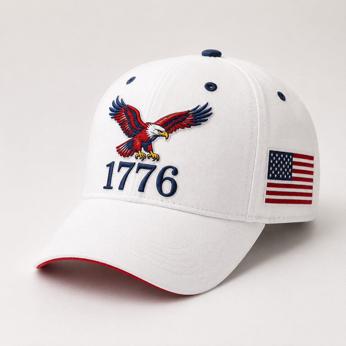 1776 Eagle USA Flag Printed White Baseball Cap Patriotic Father’s Day Gift for Dad Grandpa Men Independence Day Hat