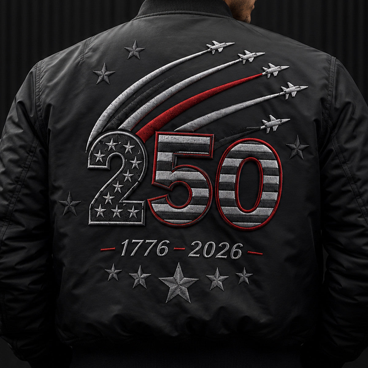 250th Anniversary USA Flag Printed Bomber Jacket Patriotic Father’s Day Gift for Dad Grandpa Men America 1776 2026