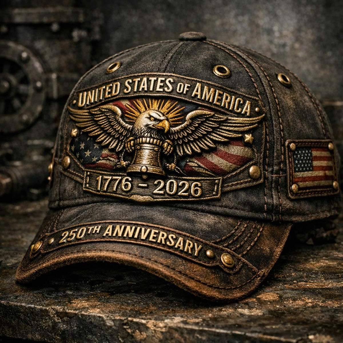 United States 250th Anniversary Printed Cap Father’s Day Gift for Dad, Patriotic Eagle Liberty Bell USA Flag Hat, 1776 2026