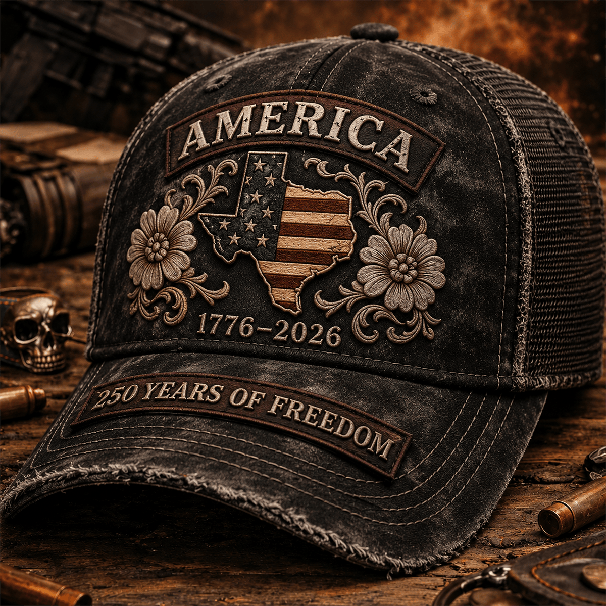 America 250 Years Of Freedom Printed Cap, USA Flag Patriotic Hat, 1776 2026 Anniversary, Father’s Day Gift for Dad Grandpa