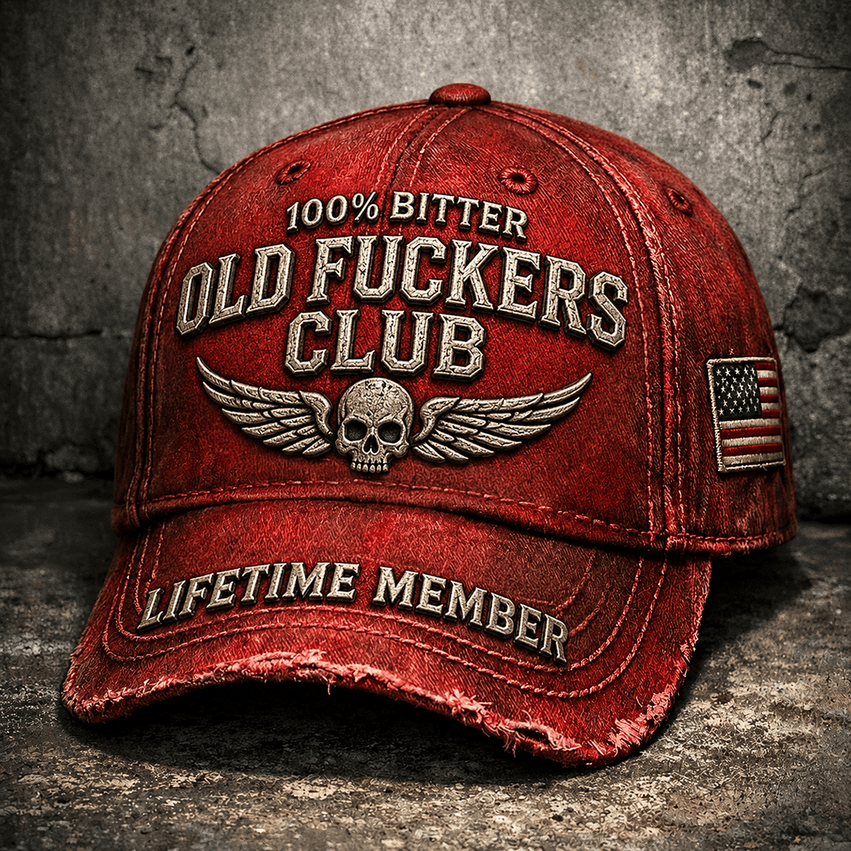 Old Man Skull Wings Printed Cap, Funny Grumpy Dad Hat, Lifetime Member Design, Father’s Day Gift for Dad Grandpa