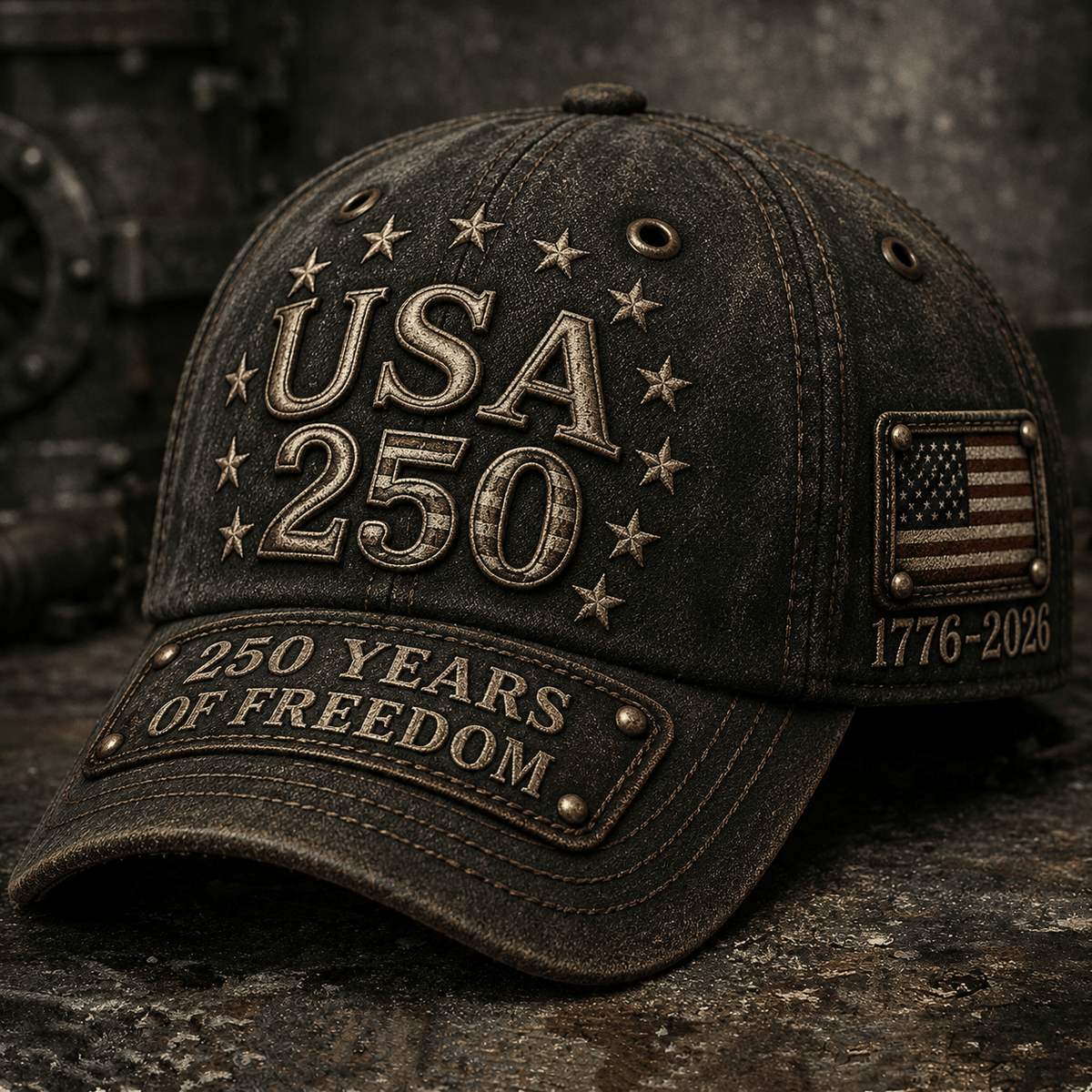 USA 250 Printed Cap, 250 Years Of Freedom Patriotic Hat, 1776 2026 Anniversary, Father’s Day Gift for Dad Grandpa