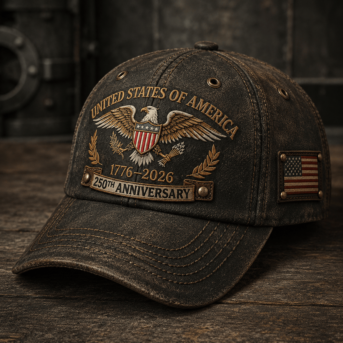 USA 250th Anniversary Printed Cap, Eagle Flag Patriotic Hat, 1776 2026 Freedom Gift, Father’s Day Gift for Dad Grandpa