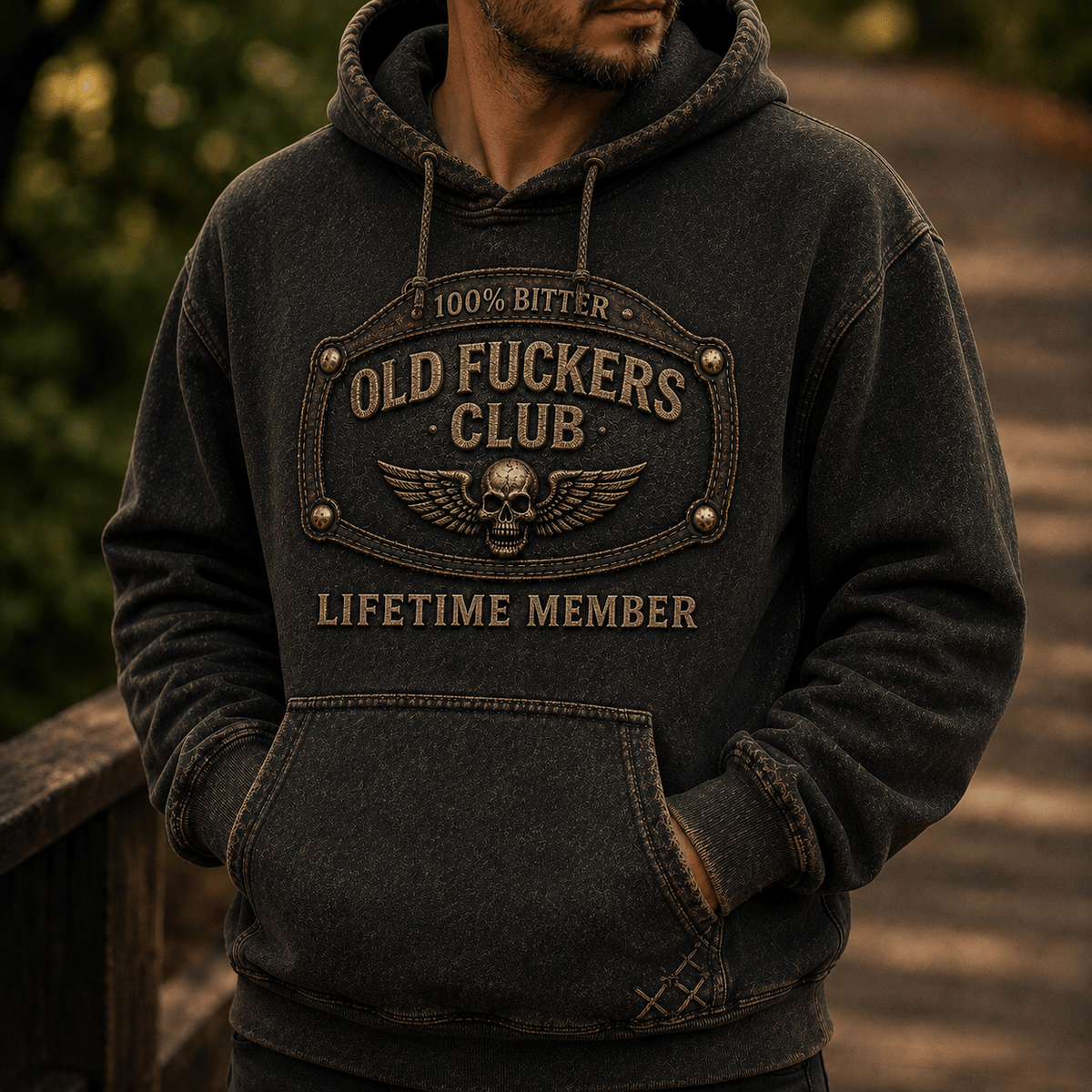 Old Man Club Skull Wings Printed Hoodie, Funny Grumpy Dad Pullover, Lifetime Member Design, Father’s Day Gift for Dad Grandpa