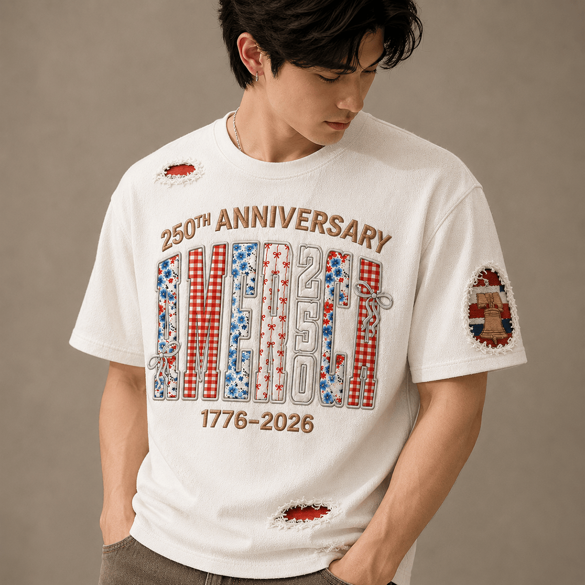 America 250th Anniversary Printed T-Shirt, 1776 2026 USA Patriotic Shirt, Independence Freedom Gift, Father’s Day Gift for Dad
