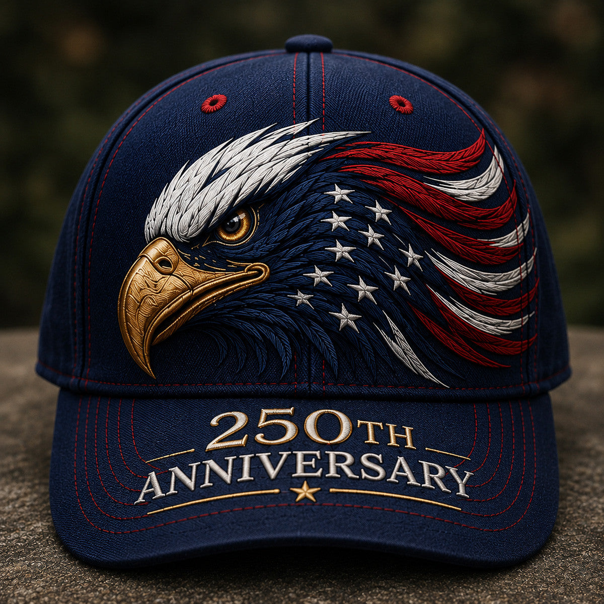 250th Anniversary Printed American Eagle Cap with USA Flag Graphic, Patriotic Hat Gift for Dad Father’s Day