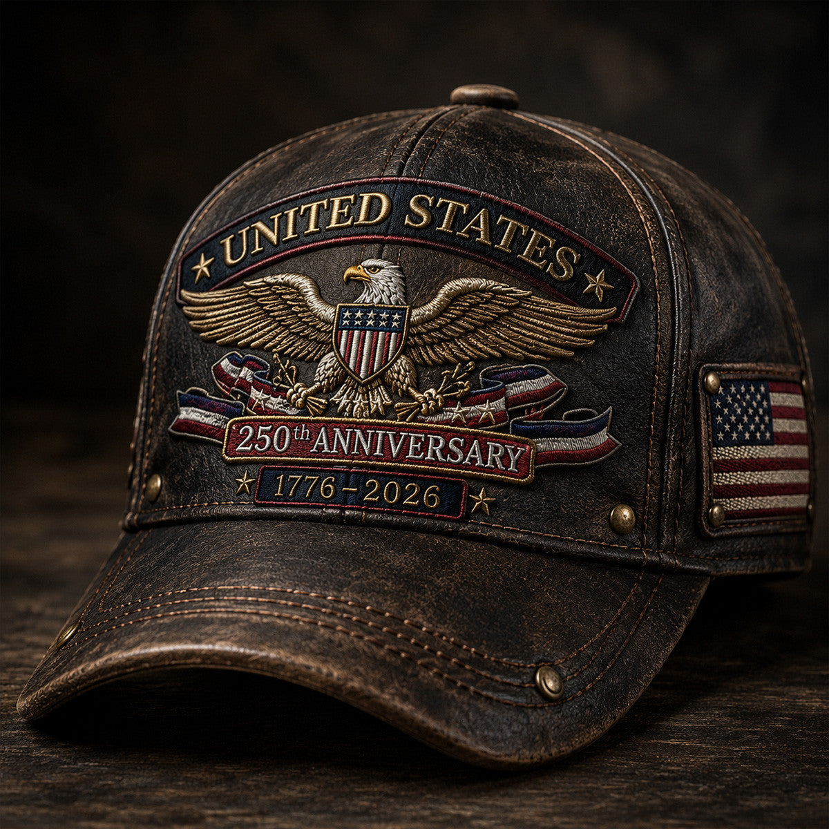 Vintage United States 250th Anniversary Eagle Cap, Patriotic American Flag Hat, USA 1776-2026 Gift for Veterans