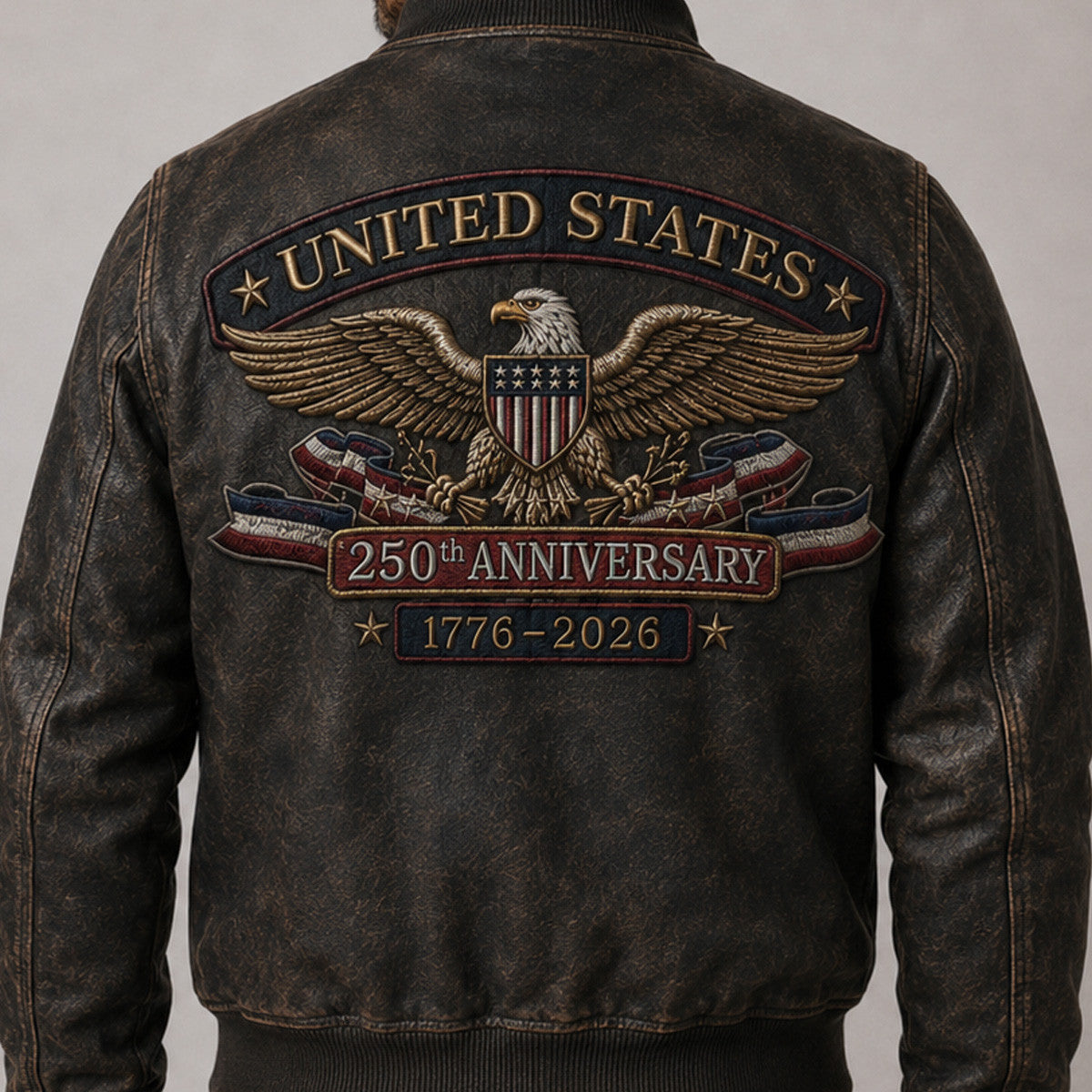 Vintage United States 250th Anniversary Eagle Bomber Jacket, Patriotic USA Flag Bomber Jacket, American Heritage Gift