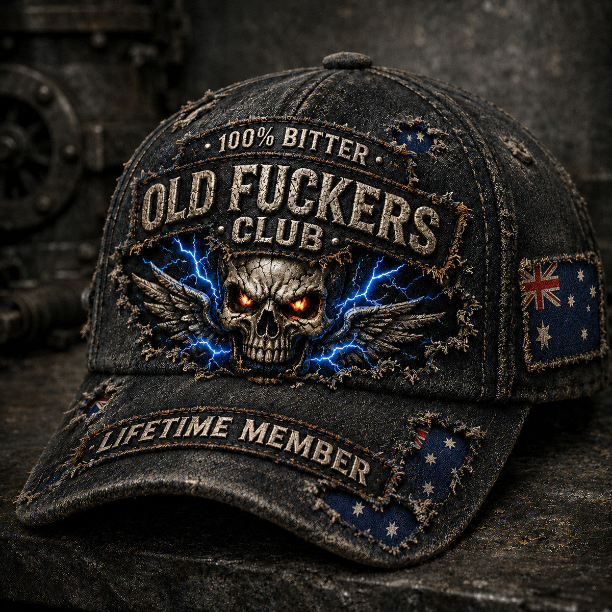 Old Fuckers Club Lifetime Member Printed Skull Cap Vintage Father’s Day Gift for Veteran Grandpa Dad Hat