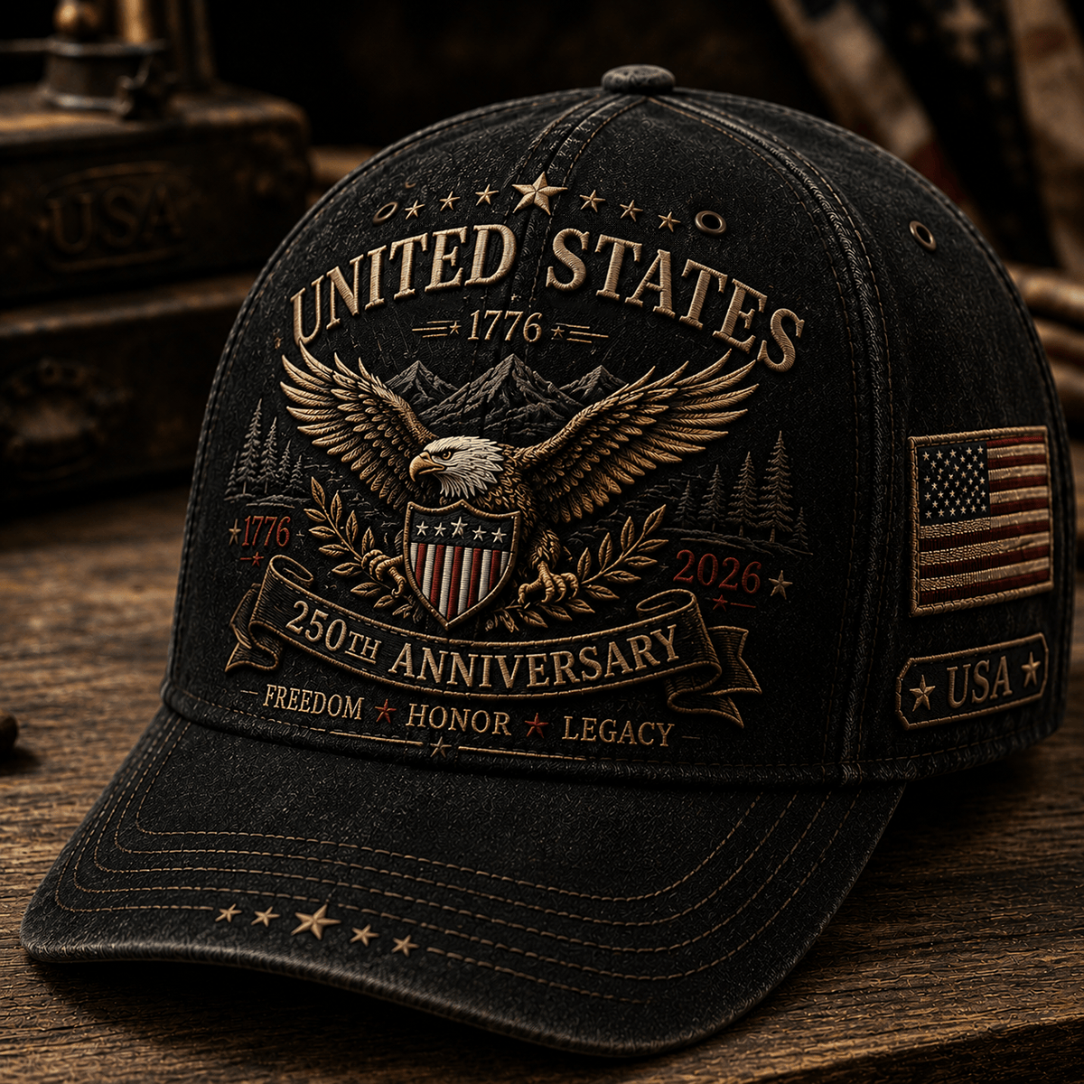 United States 250th Anniversary 1776 2026 Printed Cap Patriotic Eagle American Flag Hat Freedom Honor Legacy Gift