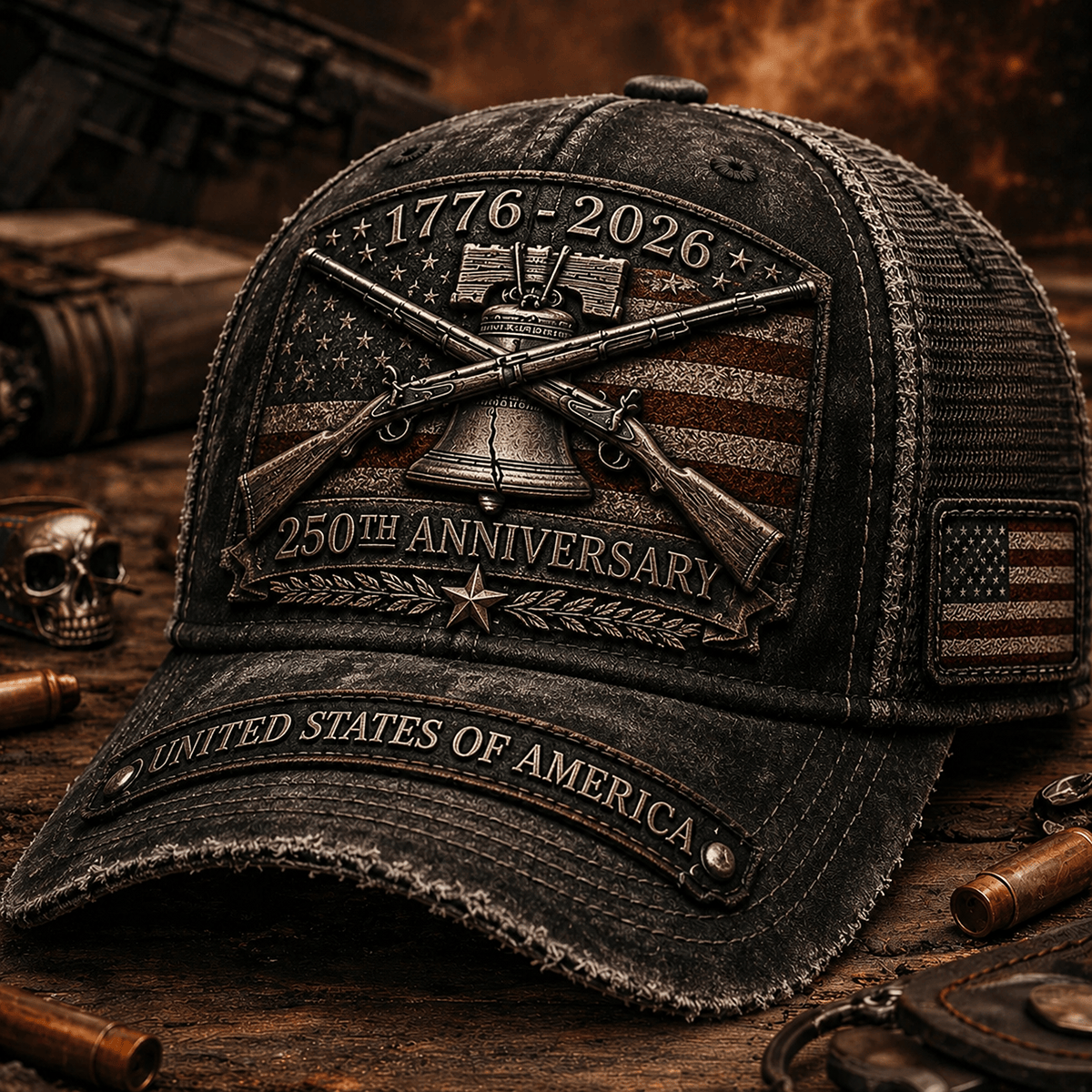 1776 2026 250th Anniversary Printed Cap United States Of America Patriotic Veteran Independence Day Gift Hat