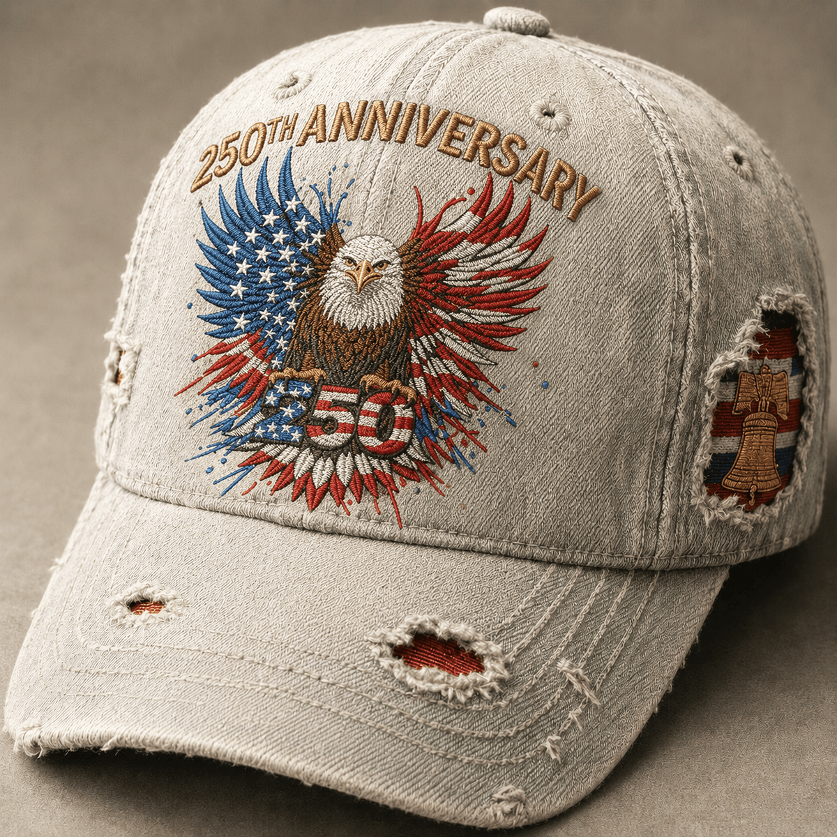 250th Anniversary Eagle Patriotic Printed Cap, 1776-2026 American Independence Day USA Flag Vintage Dad Hat Gift