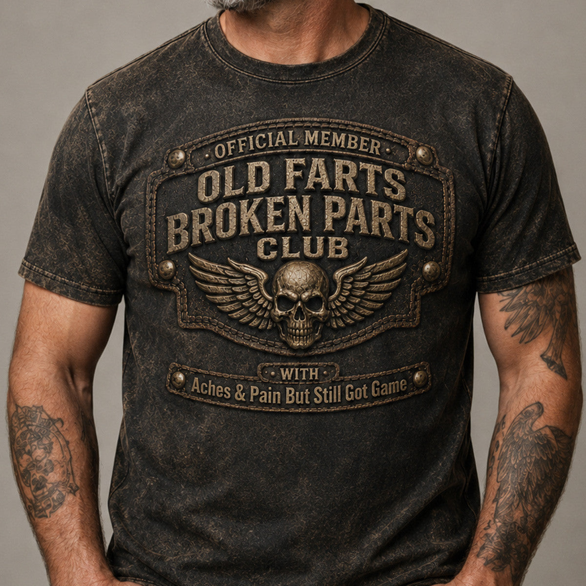 Member Old Farts Broken Parts Club Printed T Shirt Funny Grandpa Gift For Father’s Day Vintage Skull Tee