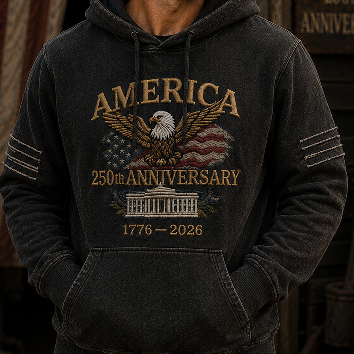 America 250th Anniversary Vintage Eagle Hoodie 1776-2026 Patriotic USA Freedom Gift For Men Women Veterans