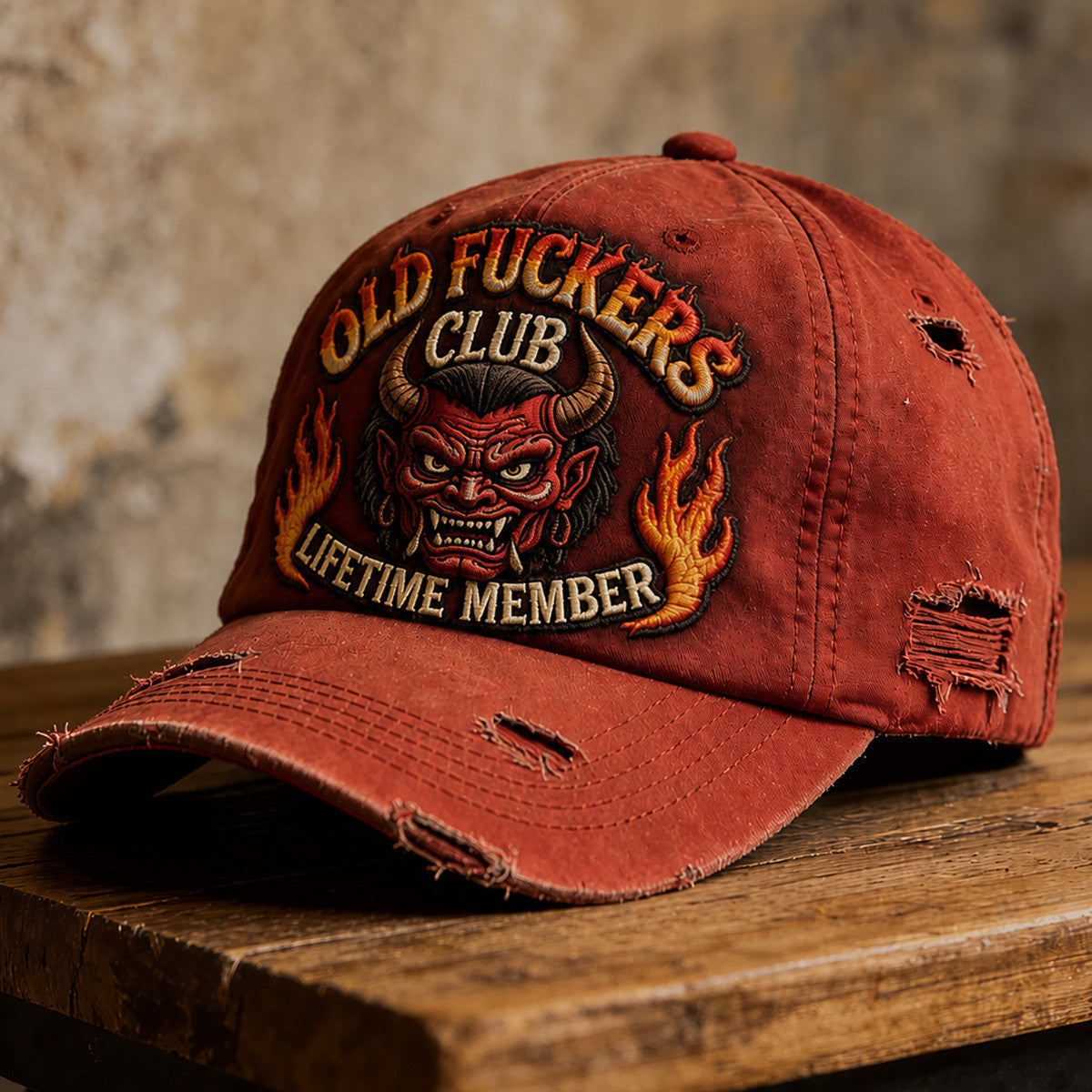 Old Fuckers Club Lifetime Member Vintage Devil Red Cap Funny Adult Humor Hat Gift For Men Grandpa