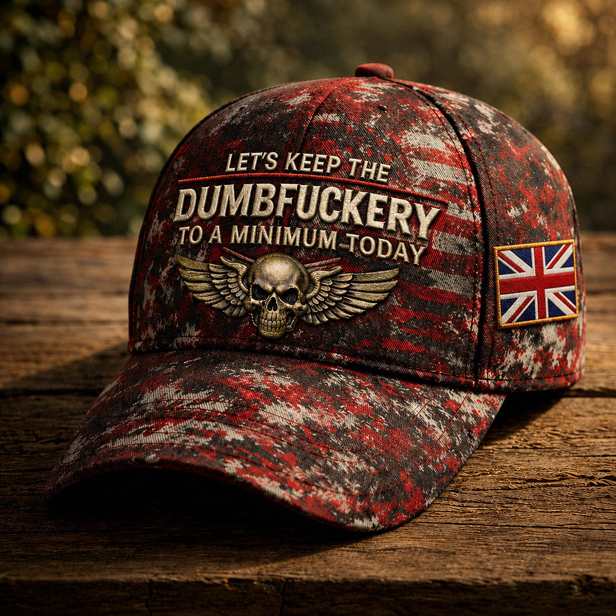 Let’s Keep The Dumbfuckery To A Minimum Today Printed Vintage UK Hat Skull Patriotic Gift for Men Baseball Cap