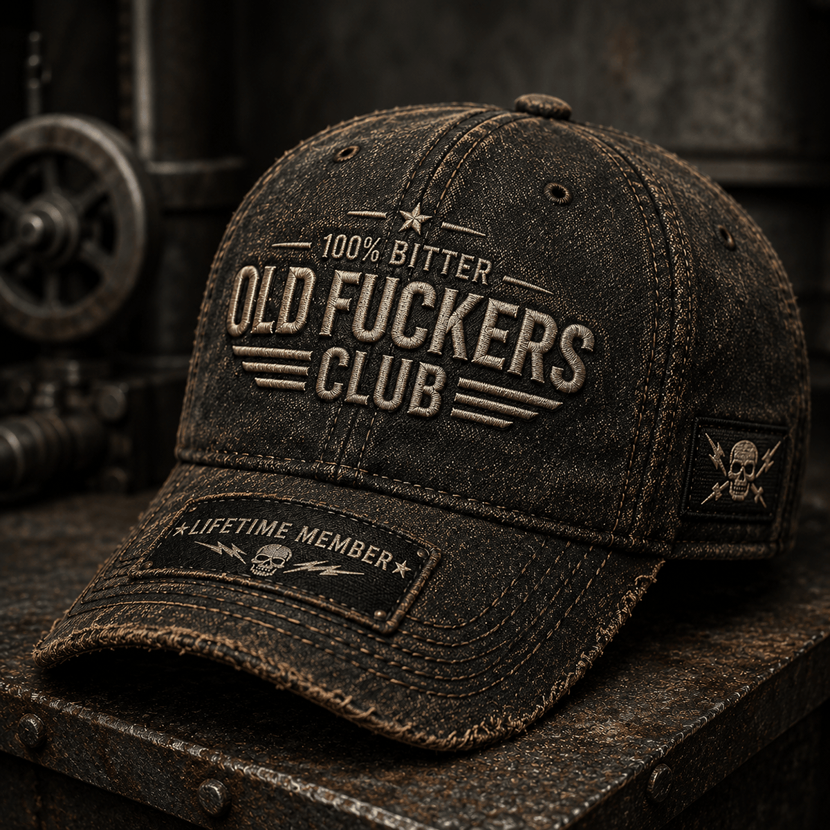 Old Fuckers Club Lifetime Member Printed Cap Funny Skull Hat Father Day Gift for Dad Grandpa Husband Biker Style