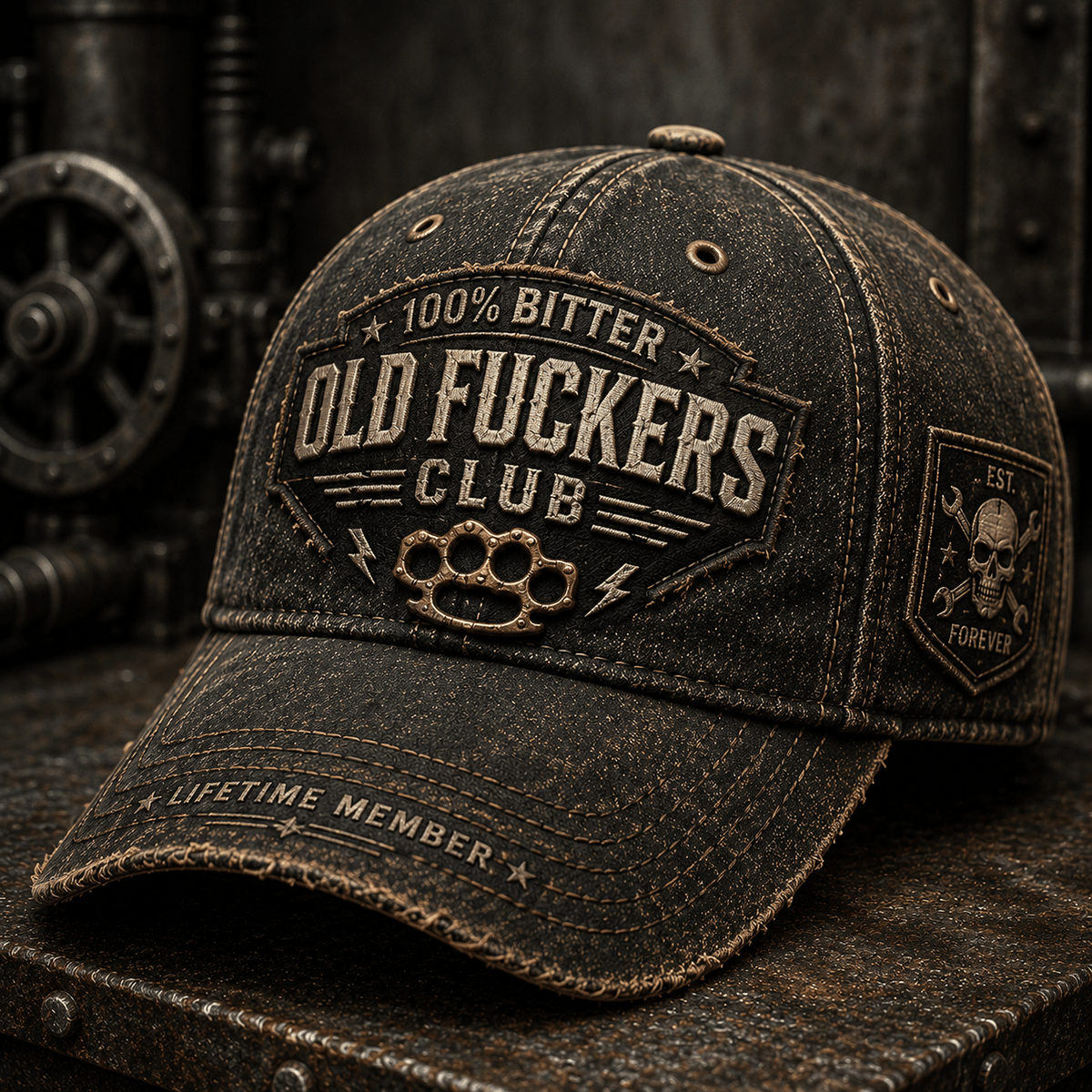 Old Fuckers Club Lifetime Member Printed Vintage Cap Funny Father’s Day Gift for Dad Grandpa Biker Trucker Hat Retro Style