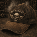 Not Dead Yet Printed Vintage Cap Skull Wings Father’s Day Gift for Dad Biker Trucker Hat Retro Patriotic Style Men