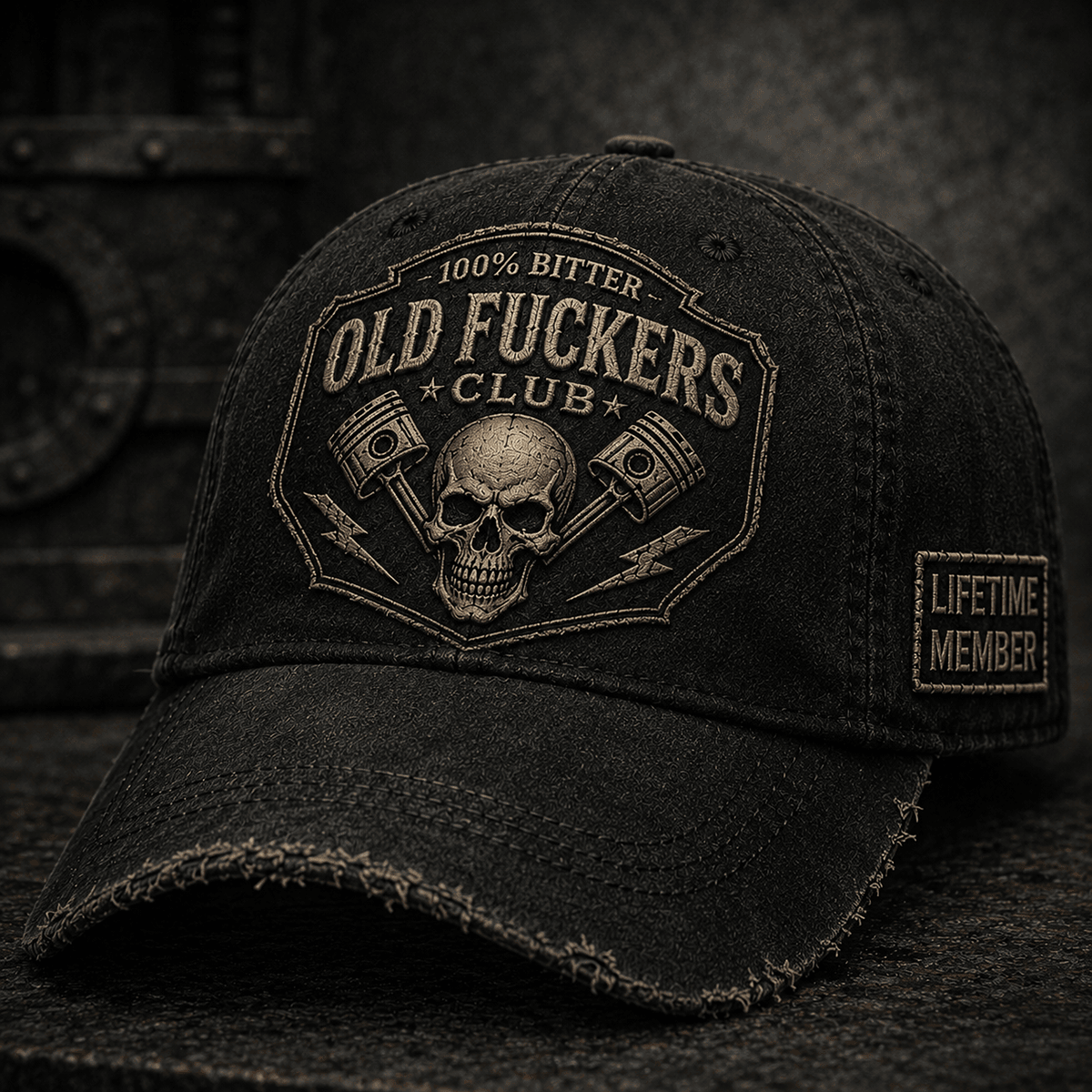 Old Fuckers Club Lifetime Member Printed Vintage Cap Funny Mechanic Father’s Day Gift for Dad Skull Trucker Hat Men