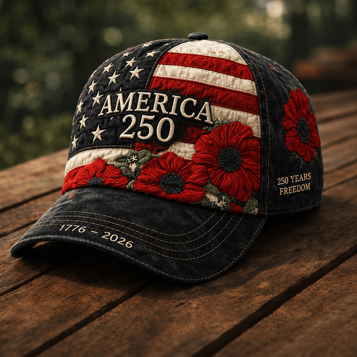 America 250 1776-2026 Printed Cap Patriotic USA Flag Floral Hat Mother’s Day Gift for Mom Freedom Anniversary