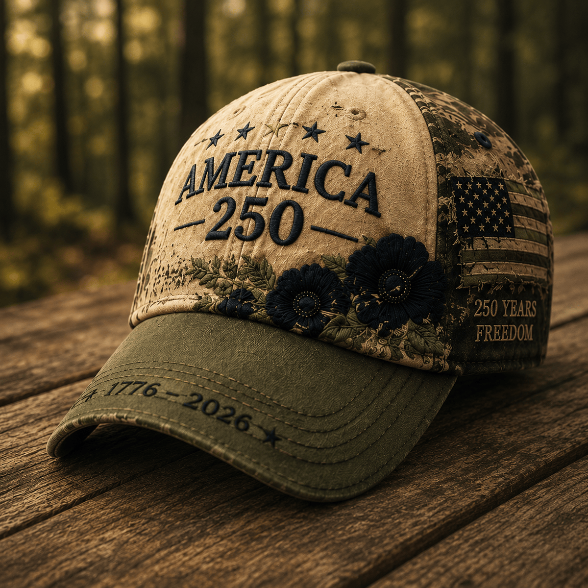 America 250 1776-2026 Printed Cap Patriotic USA Flag Floral Baseball Hat Mother’s Day Freedom Gift for Women