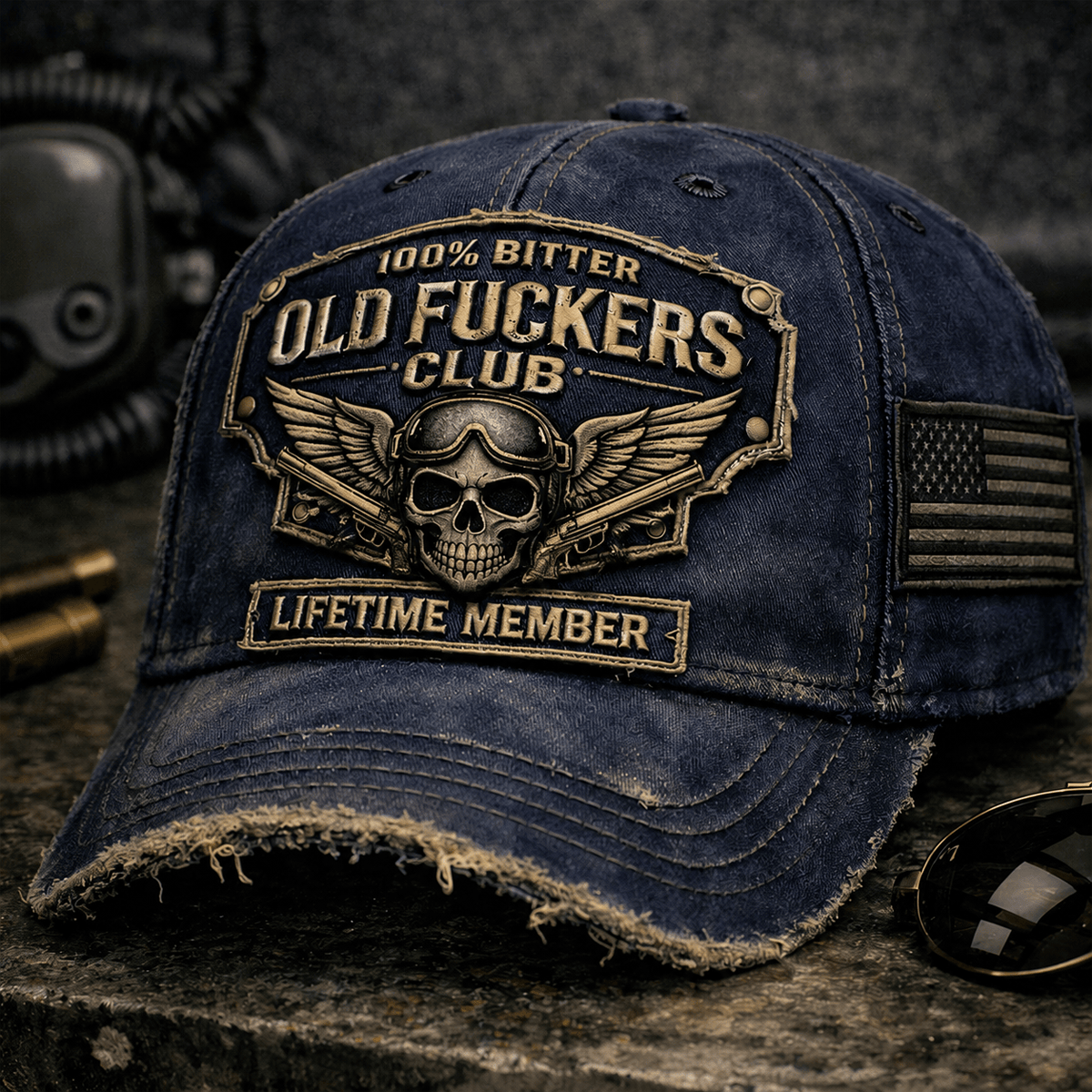 Bitter Old Fuckers Club Lifetime Member Printed Vintage Cap Patriotic Dad Hat Father's Day Gift for Grandpa Veteran Men