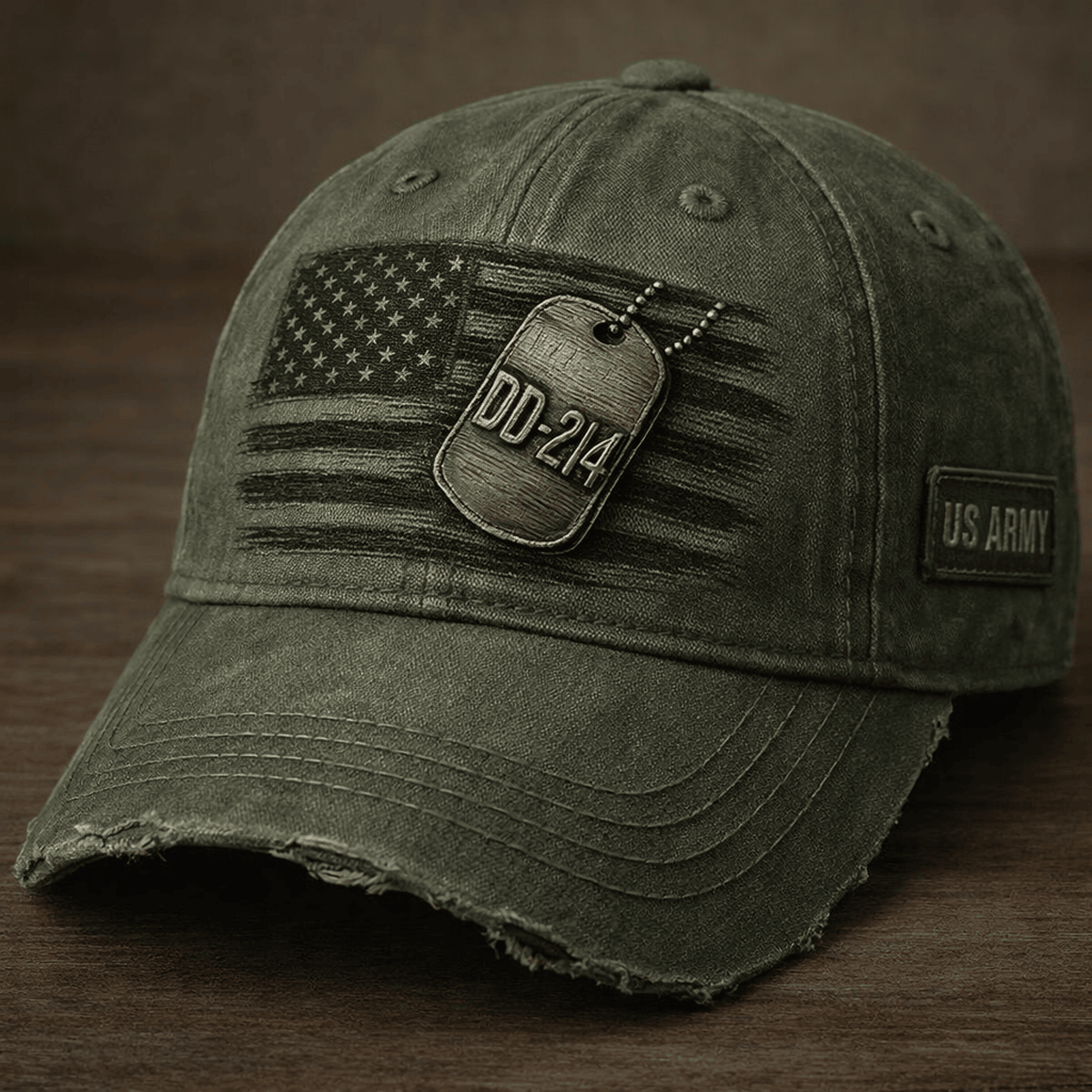 DD-214 Printed Cap US Army Veteran Hat American Flag Military Cap Father's Day Gift for Dad Grandpa Retired Soldier