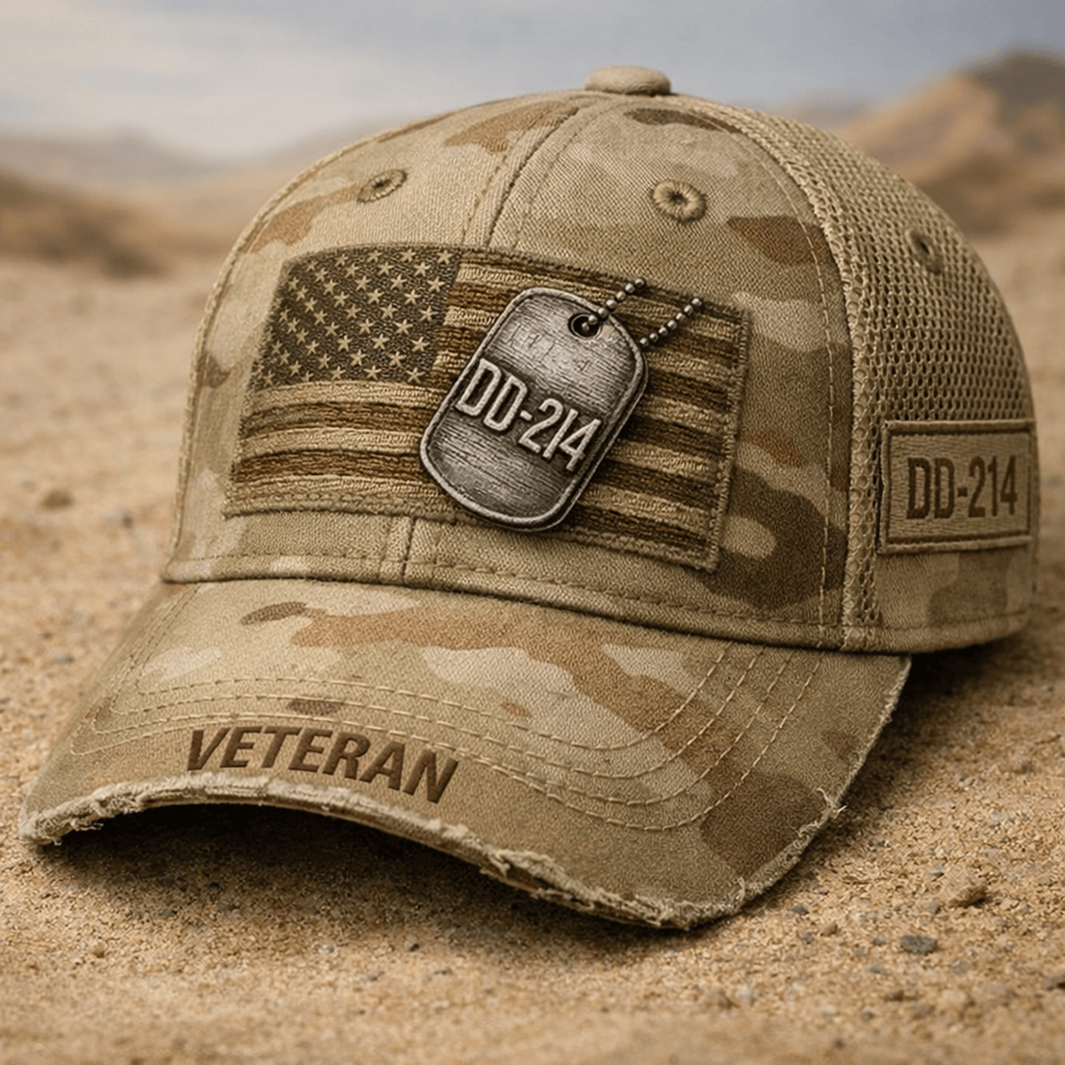 DD-214 Veteran Printed Cap American Flag Military Hat Father's Day Gift for Dad Grandpa Retired Army Veteran Gift