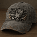 Veteran DD-214 Printed Cap American Flag Military Hat Father's Day Gift for Dad Grandpa Retired Service Member