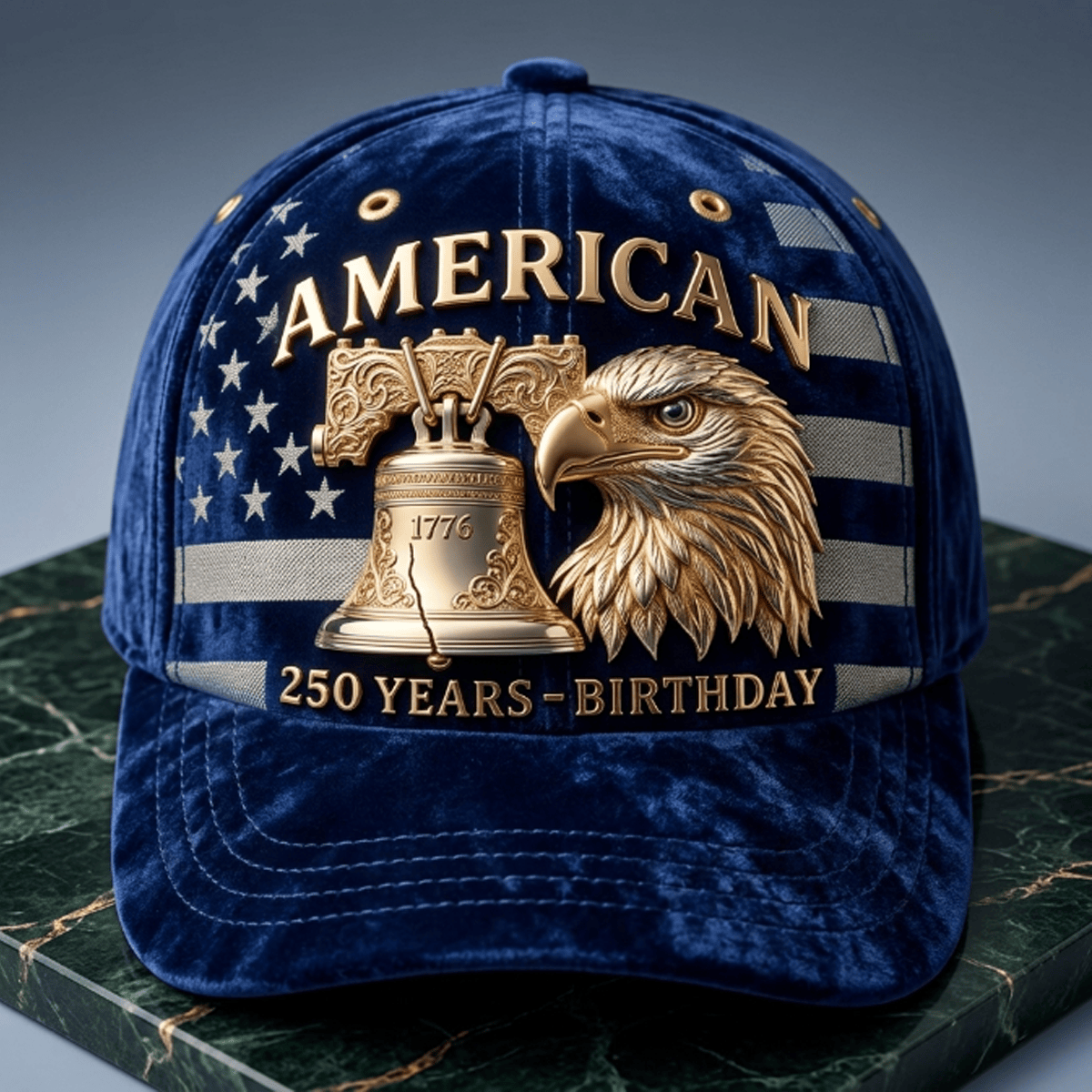 American 250 Years Birthday 1776 Liberty Bell Eagle Printed Cap Patriotic USA Flag Hat Father's Day Gift for Dad Grandpa Veteran
