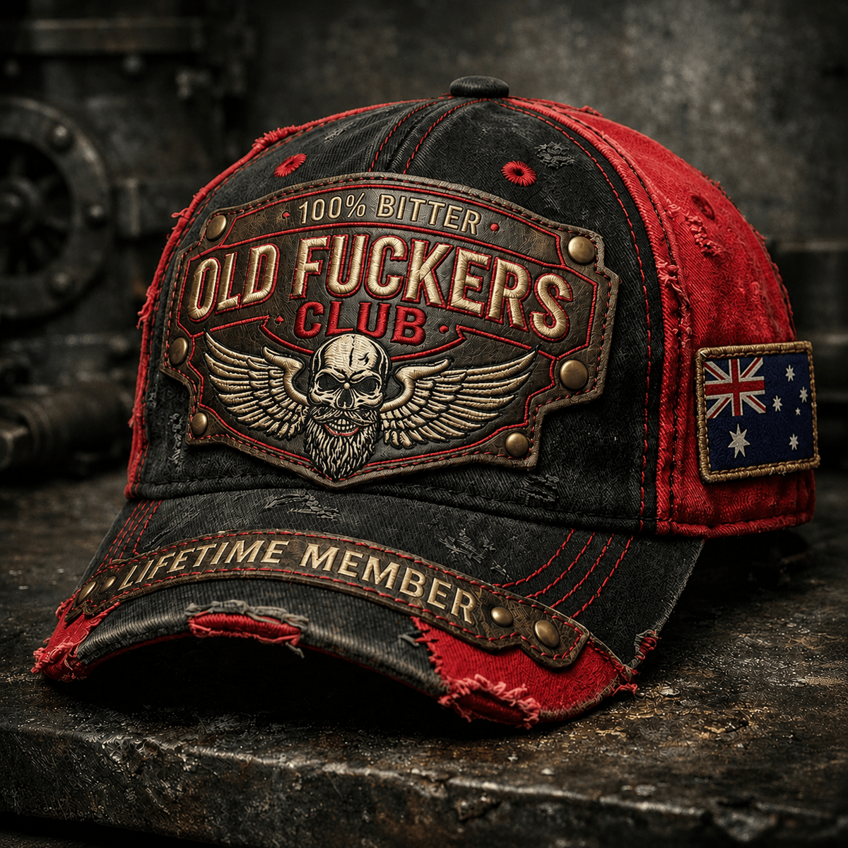 Old Fuckers Club Lifetime Member Printed Cap Patriotic Australia Flag Hat Veteran Gift for Grandpa Dad Father's Day