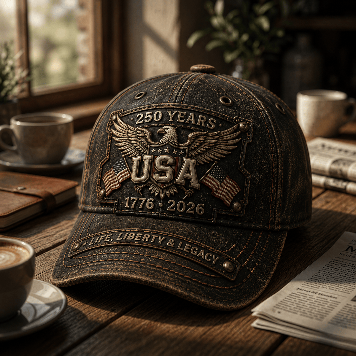 250 Years USA 1776-2026 Life Liberty & Legacy Printed Cap Patriotic Eagle USA Flag Hat Father's Day Gift for Dad Grandpa