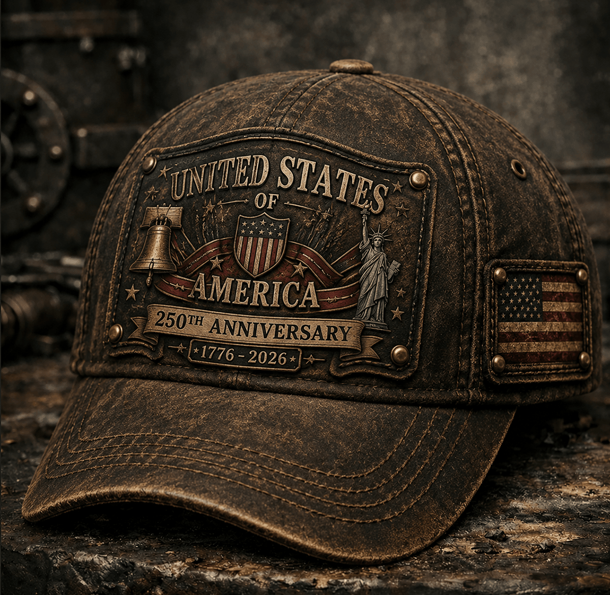 United States Of America 250th Anniversary 1776-2026 Printed Cap Patriotic USA Flag Hat Father’s Day Gift for Dad Veteran