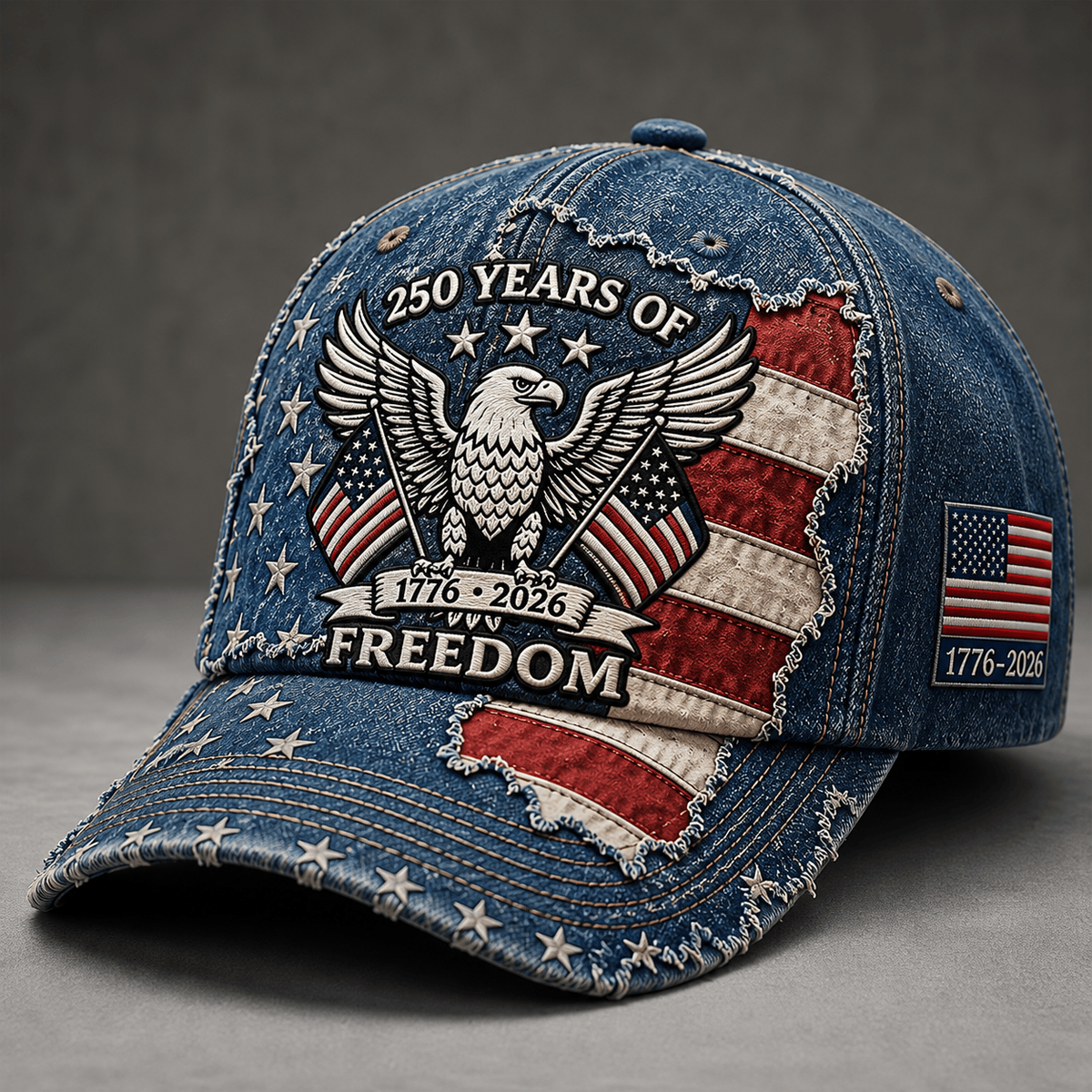 250 Years Of Freedom 1776-2026 Printed Cap Patriotic Eagle USA Flag Hat America 250th Anniversary Father's Day Gift for Dad Veteran