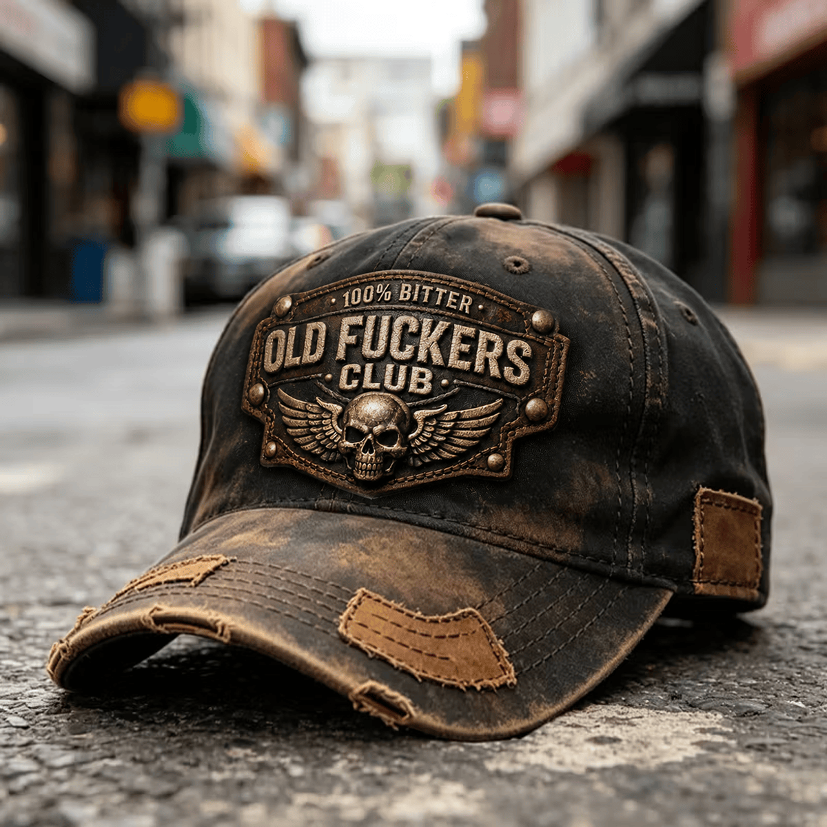 Bitter Old Fuckers Club Printed Cap Skull Biker Hat Vintage Trucker Cap Father's Day Gift for Dad Grandpa Motorcycle