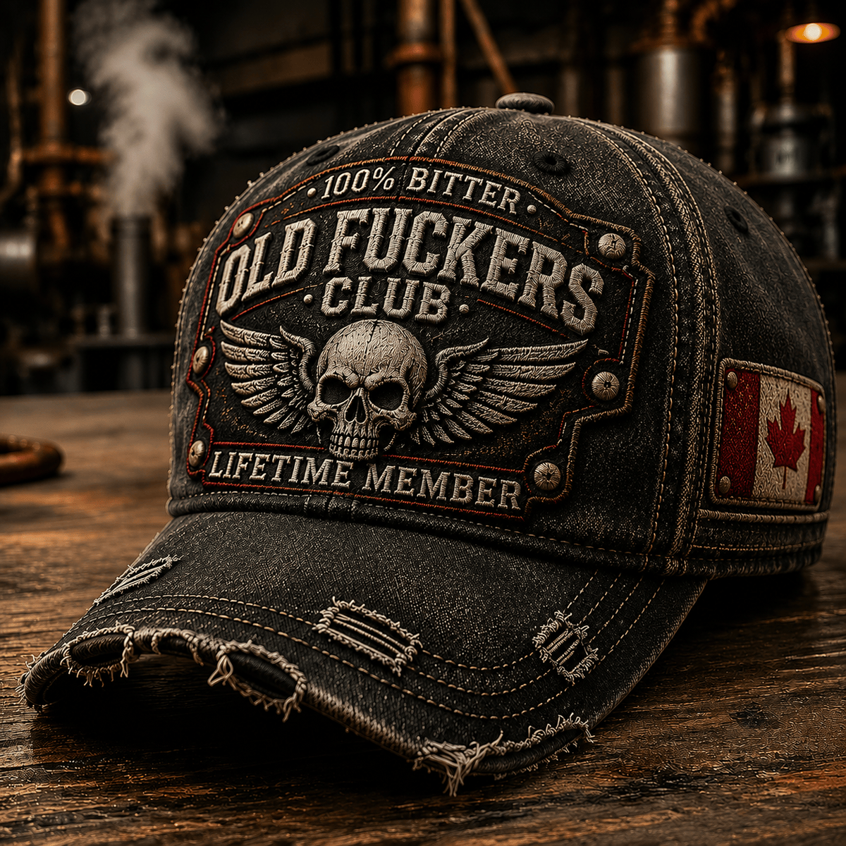 Old Fuckers Club Lifetime Member Printed Cap Skull Vintage Trucker Hat Funny Grandpa Gift Father's Day Gift for Men Dad