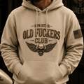 Old Fuckers Club Lifetime Member Printed Hoodie Skull Wing Graphic Sweatshirt Father's Day Gift for Dad Grandpa