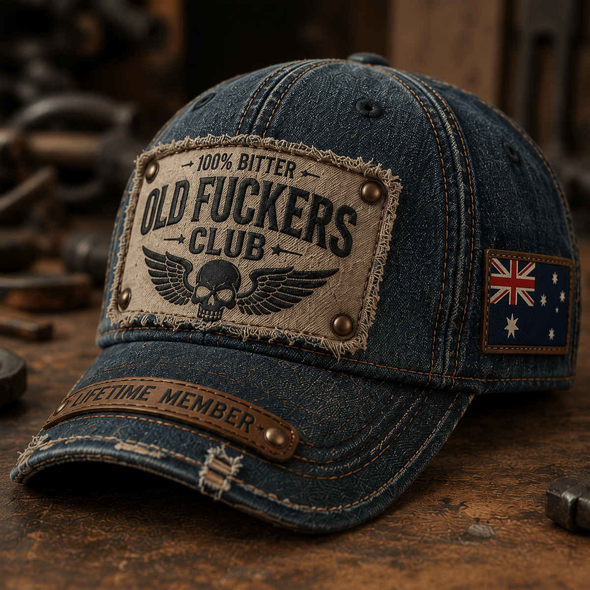 Bitter Old Fuckers Club Lifetime Member Printed Cap Australia Flag Hat Vintage Dad Cap Father’s Day Gift for Men Grandpa