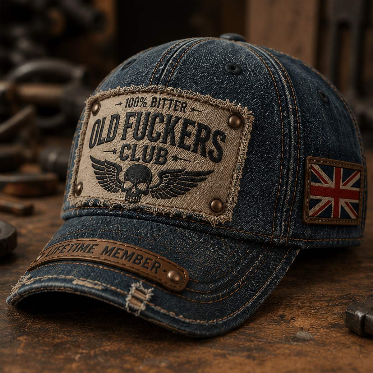 Bitter Old Fuckers Club Lifetime Member Printed Cap UK Flag Hat Vintage Baseball Cap Father’s Day Gift for Dad Grandpa