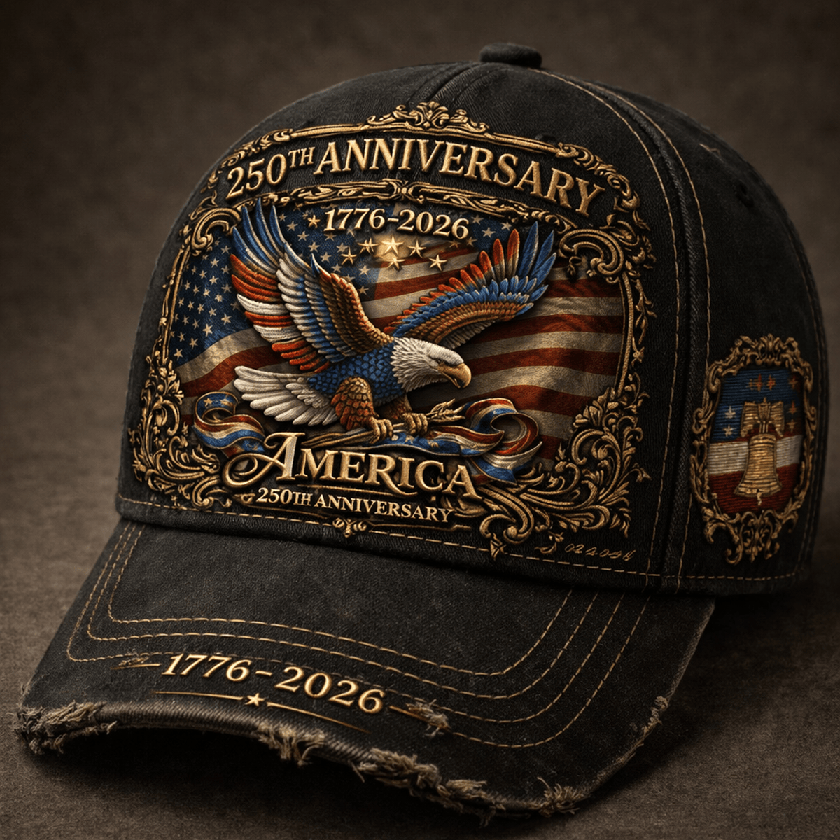 250th Anniversary America 1776-2026 Printed Cap Patriotic Eagle USA Flag Hat Veteran Gift for Dad Father’s Day Independence Day